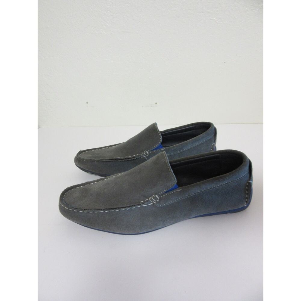 JOSEPH ABBOUD Gray Leather 8.5 Slip On Driving Loafers Slip Resistant Sole